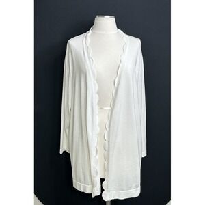 Talbots Open Front Cardigan Women's‎ 3X Scalloped Edge White NWT